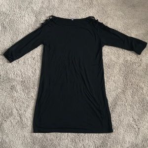 Pink blush black tunic length maternity shirt L